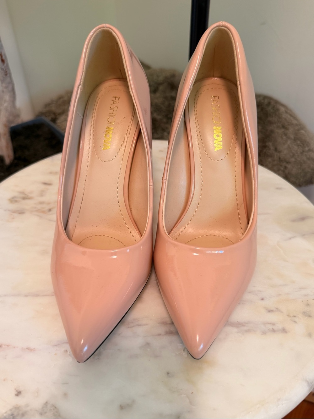 Fashion Nova Blush Patent Pointed-Toe Pumps